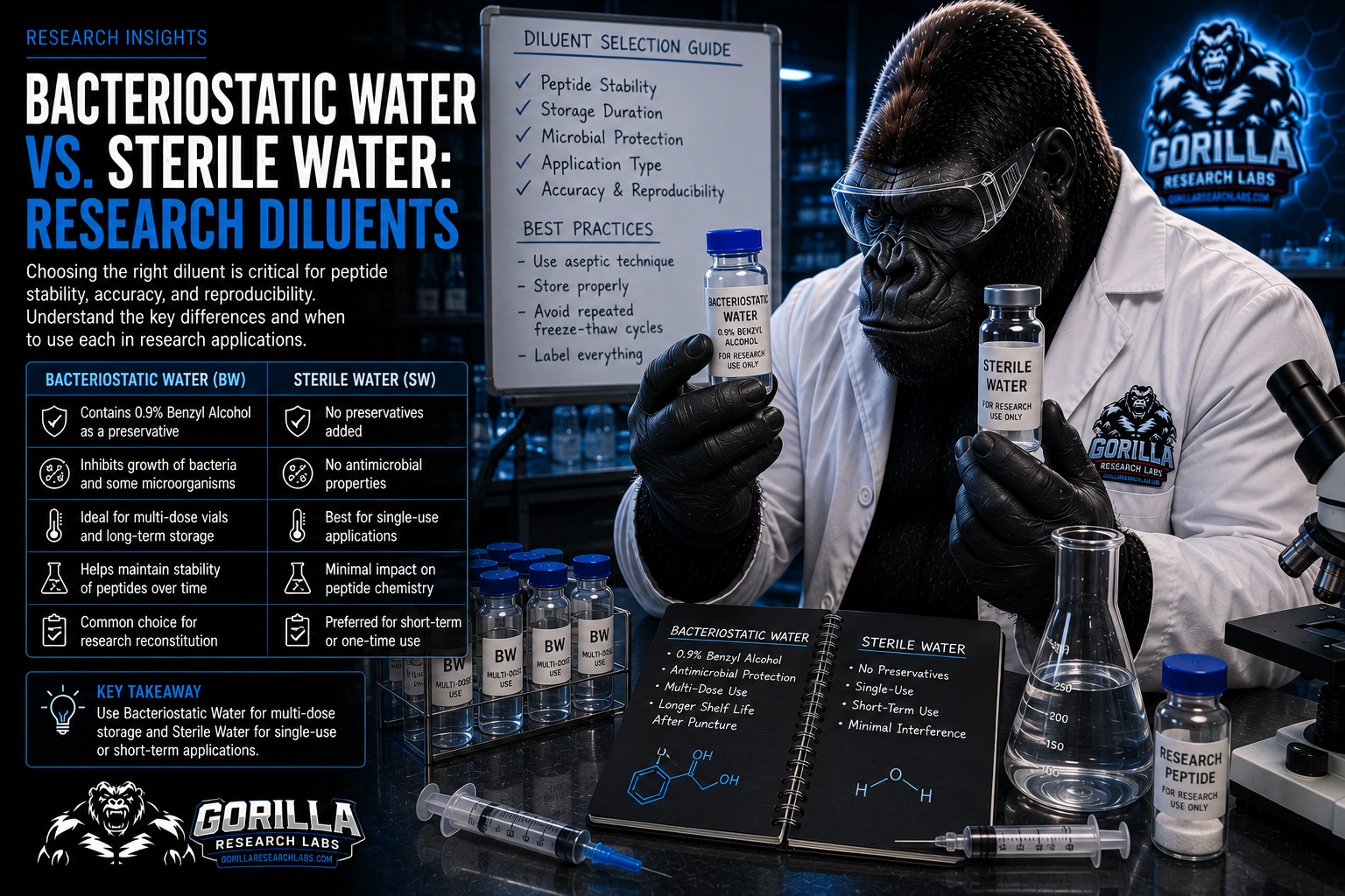 Bacteriostatic Water vs Sterile Water: Research Diluent Fundamentals — research illustration