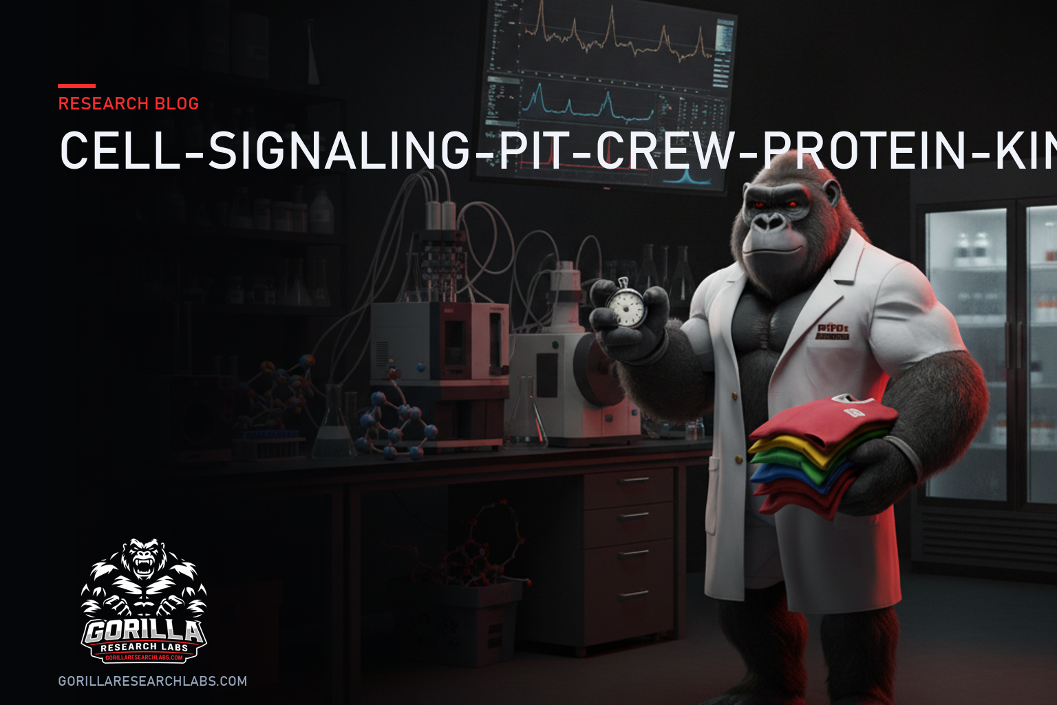 The Cell's Pit Crew: Kinases, Second Messengers and the Rest of the Signaling Squad — research illustration