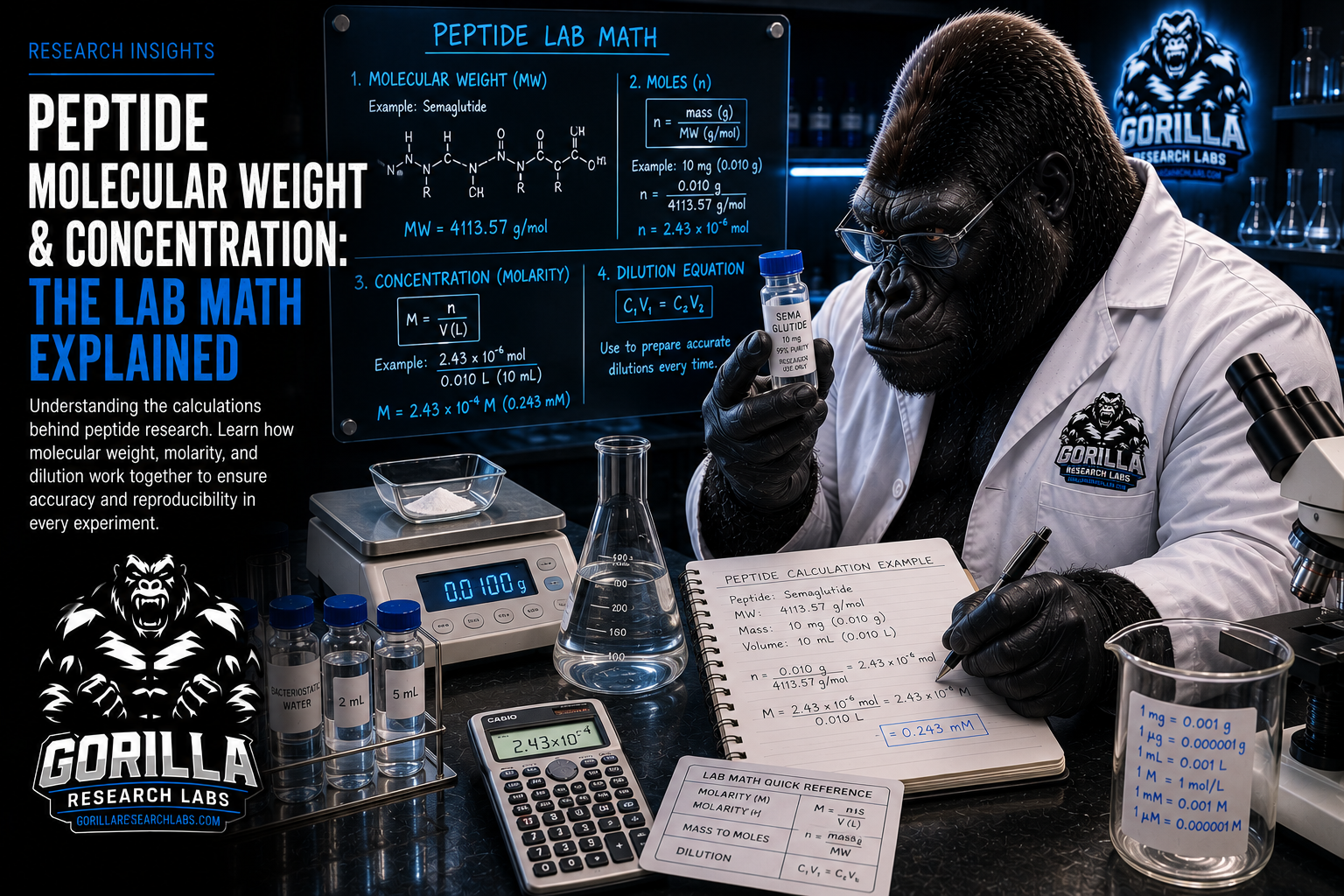 Peptide Molecular Weight and Concentration: A Lab Math Primer — research illustration